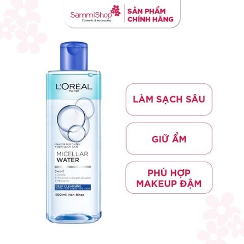Loreal Micellar Water 3-in-1 Deep Cleansing Even For Sensitive Skin 400ml