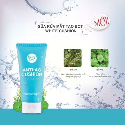 Bọt rửa mặt ngăn ngừa mụn Cathy Doll Anti-Acne Cushion Facial Foam Cleanser 120ml