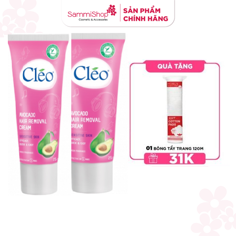 [APP + WEB] COMBO 2 Cleo Kem Tẩy Lông Da Nhạy Cảm Avocado Hair Removal Cream Sensitive Skin 50g