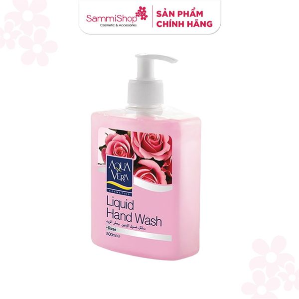 AquaVera Combo 2 Nước rửa tay Liquid Hand Wash #Rose 500ml + Ipek Bông tẩy trang 80 miếng