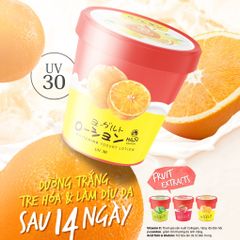 Lotion dưỡng thể trắng da Hasi Yogurt & trái cây (chiết xuất cam tươi, chanh vàng) uv30 180g