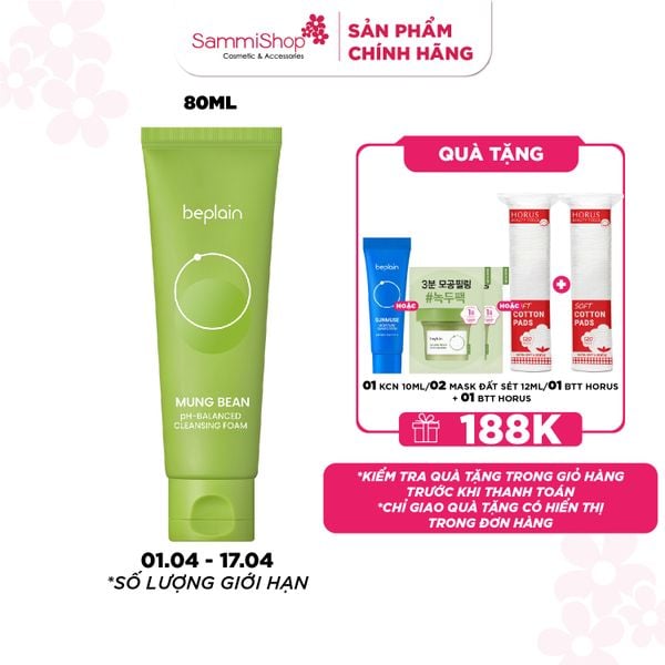 Beplain Sữa rửa mặt Mung Bean pH-Balanced Cleansing Foam