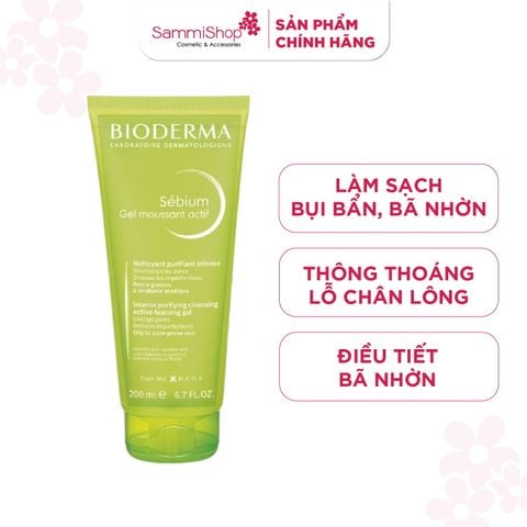 Bioderma Sữa rửa mặt Sebium Gel Moussant Actif 200ml