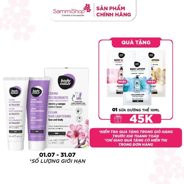 Body Natur Bộ sản phẩm làm nhạt màu lông Cream Hair Lightening Face and Body 2x50ml