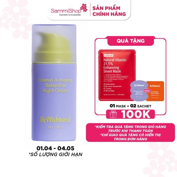 By Wishtrend Kem dưỡng da ban đêm Vitamin A-mazing Bakuchiol Night Cream 30g