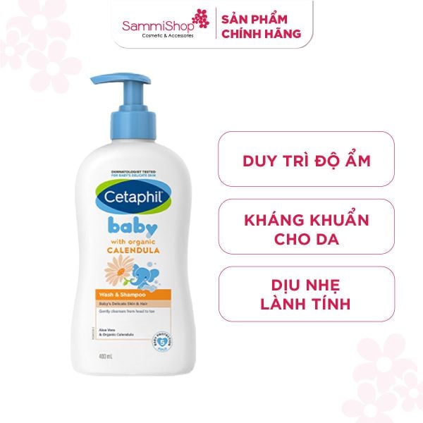 Cetaphil Sữa Tắm Gội Trẻ Em Baby Wash & Shampoo With Organic Calendula 400ml