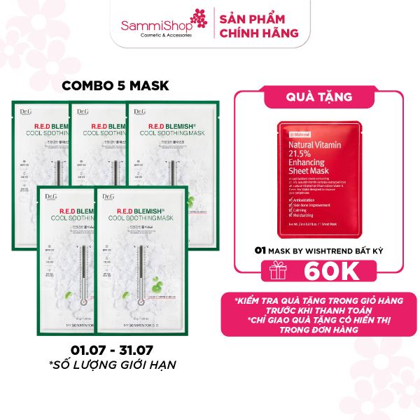 COMBO 01.07 - 31.07 Combo 5 mask Dr.G Mặt nạ giấy R.E.D Blemish Cool