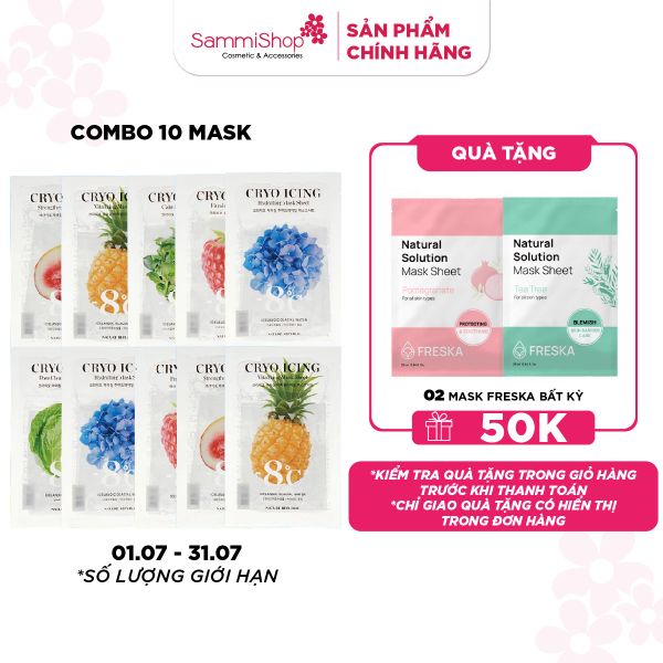 COMBO 01.07 - 31.07 Combo 10 mask Nature Republic Mặt nạ giấy Cryo Icing bất kỳ giá 39k