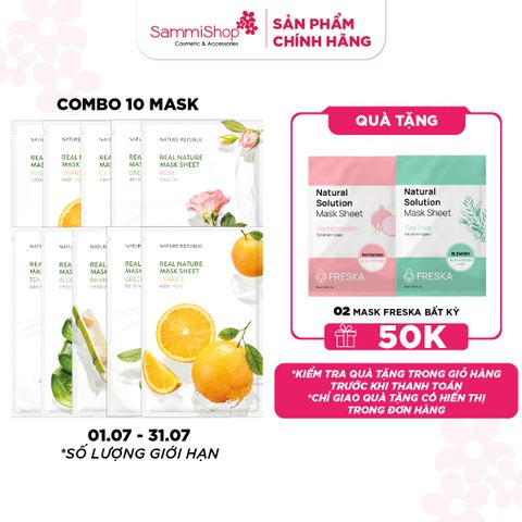 01.07 - 31.07 COMBO 10 mask Nature Republic Mặt nạ giấy Real BẤT KỲ 29k