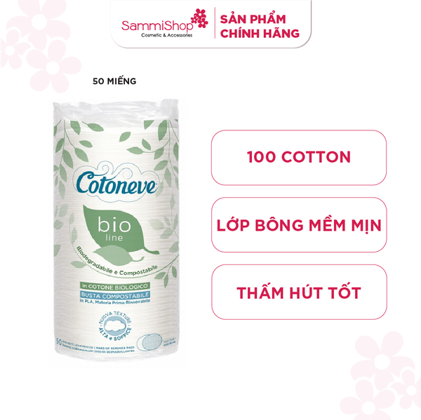 Bông tẩy trang COTONEVE hữu cơ Maxi Bio- Line (Túi sinh học tự phân hủy) (50 miếng) - 3578CV