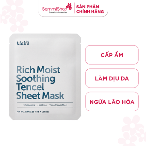 Dear, Klairs Mặt nạ giấy Rich Moist Soothing Tencel Sheet Mask 25ml