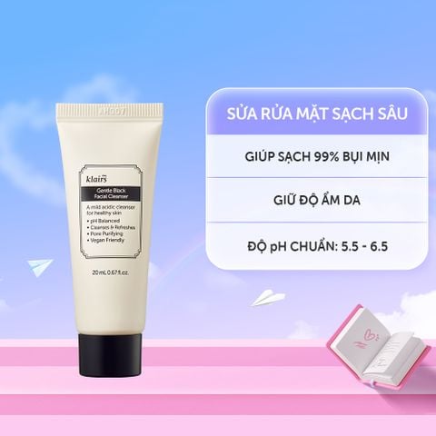 Dear, Klairs Sữa rửa mặt Gentle Black Facial Cleanser 20ml