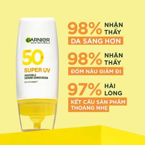 Garnier Dưỡng chất chống nắng Skin Naturals Super UV Invisible Serum Suncreen 30ml
