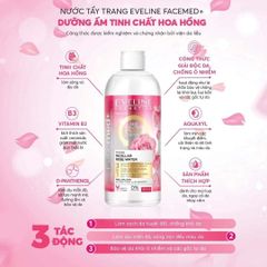 Eveline Nước tẩy trang Facemed+ Toning Micellar Rose Water 400ml