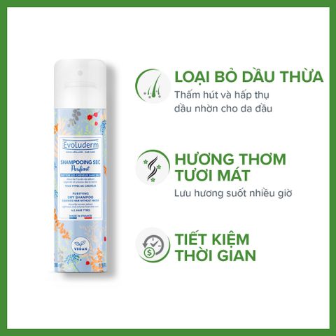 Evoluderm Xịt gội khô Purifying Dry Shampoo