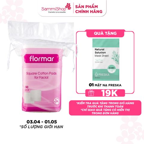 Flormar Bông tẩy trang Square Cotton Pads For Facial 50 miếng/gói