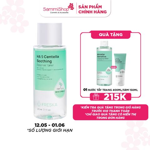 02.06 - 30.06 Freska Nước hoa hồng HA 5 Centella Soothing Essence Toner 210ml