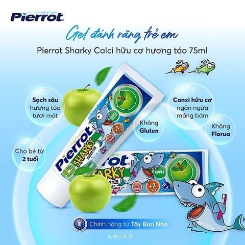 Pierrot Gel đánh răng Sharky Apple Dental Gel 75ml