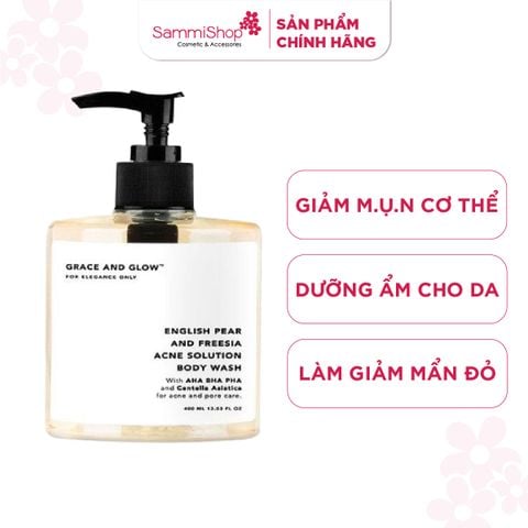 Grace & Glow English Pear Sữa tắm giảm mụn English Pear & Freesia Anti Acne Solution 400ml
