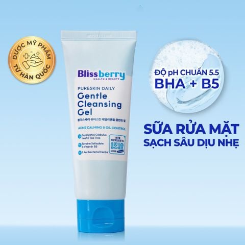 Blissberry Sữa rửa mặt cho da dầu mụn Pureskin Daily Gentle Cleansing Gell 100ml