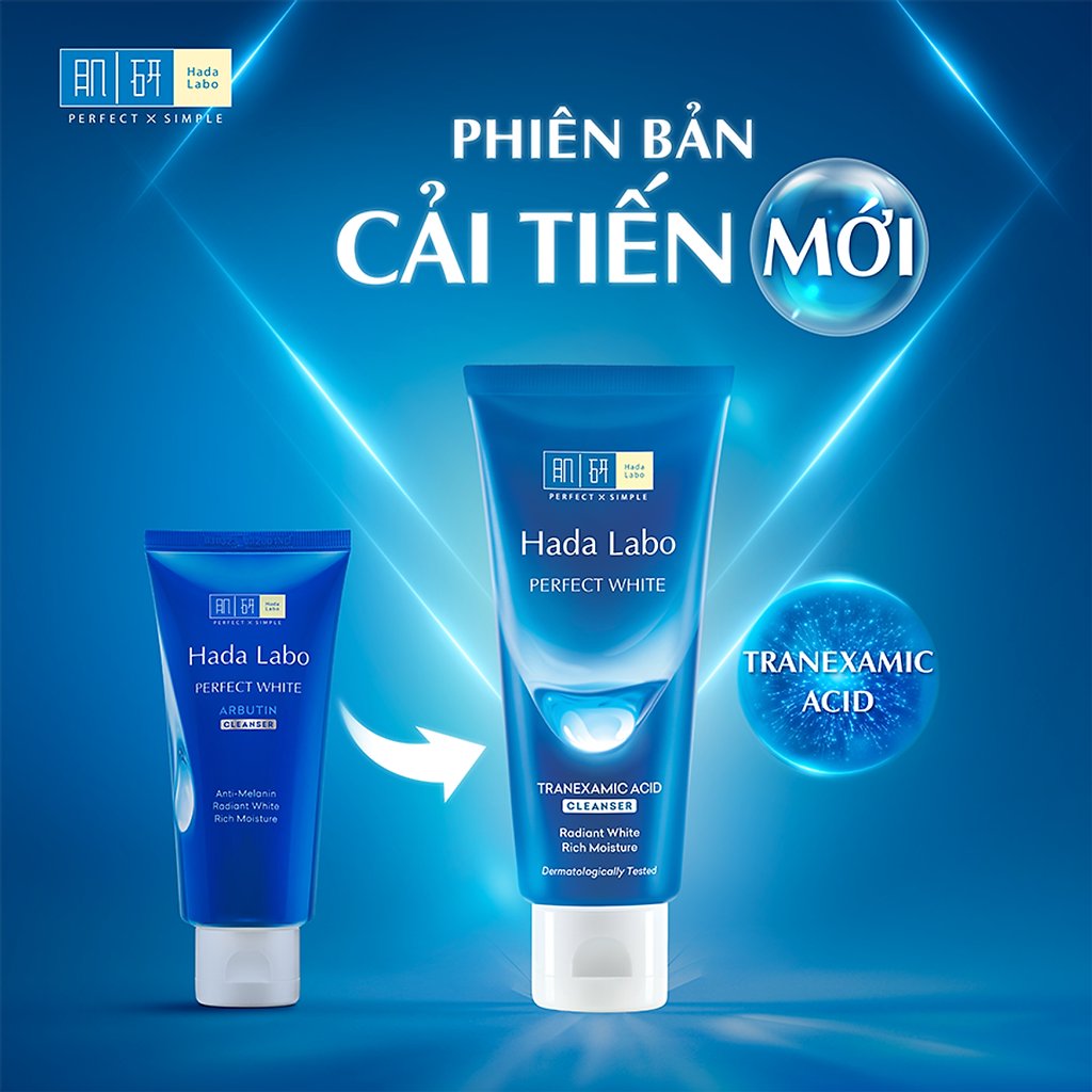 HadaLabo Kem rửa mặt Perfect White Tranexamic Acid Cleanser