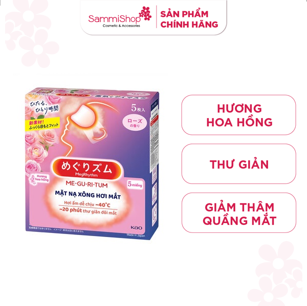 Mặt nạ xông hơi mắt Meguritum Hương hoa hồng 5 miếng