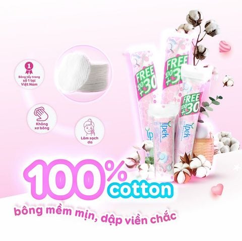 Ipek Bông tẩy trang 120+30 miếng