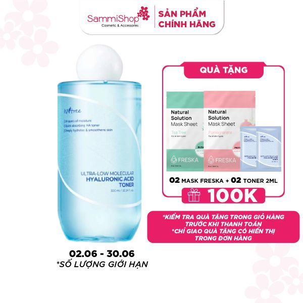 Isntree Nước Hoa Hồng Ultra-Low Molecular Hyaluronic Acid Toner 300ml