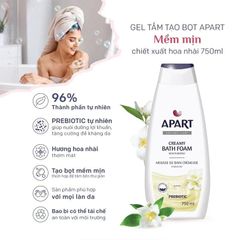 Apart Combo 2 Gel tắm Creamy Bath Foam Moisturizing #Jasmine 750ml + Ipek Bông tẩy trang 80 miếng