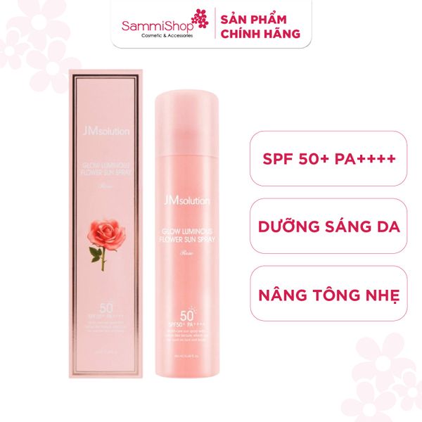 JMsolution Xịt chống nắng Glow Luminous Flower Sun Spray Rose 180ml