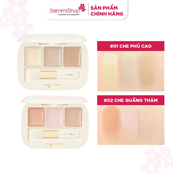 Judydoll Bảng che khuyết điểm Three-Color Concealer Palette