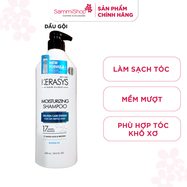 Kerasys Moisturizing Shampoo 600ml ( Trắng xanh )