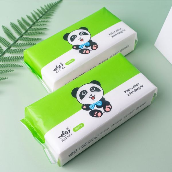 Beyaki Khăn cotton dạng rút 50 tờ