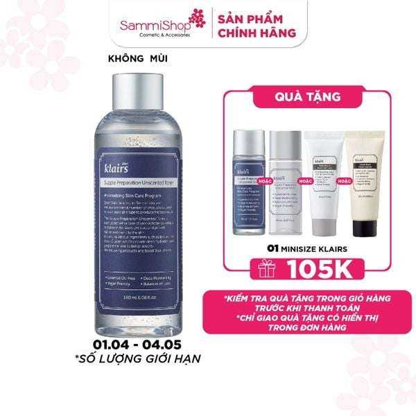 [APP+WEB 01.04 - 04.05] Dear, Klairs nước hoa hồng Supple Preparation Unscented Toner 180mL