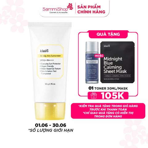 Dear, Klairs Kem chống nắng All-day Airy Sunscreen SPF50+ PA++++ 50g