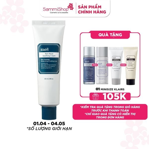 [APP+WEB 01.04 - 04.05] Dear, Klairs Kem dưỡng Rich Moist Soothing Cream 80g