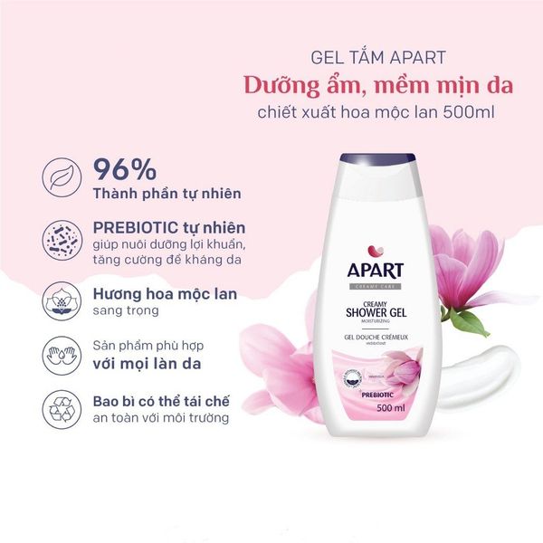 Apart Combo 2 Gel tắm Creamy Bath Foam Moisturizing #Magnolia 500ml + Ipek Bông tẩy trang 80 miếng