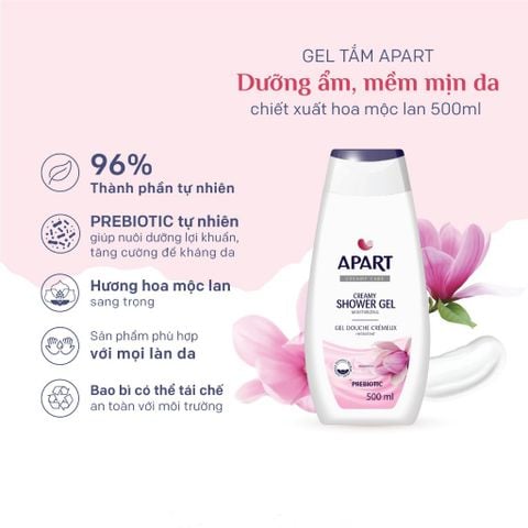 Apart Combo 2 Gel tắm Creamy Bath Foam Moisturizing #Magnolia 500ml + Ipek Bông tẩy trang 80 miếng