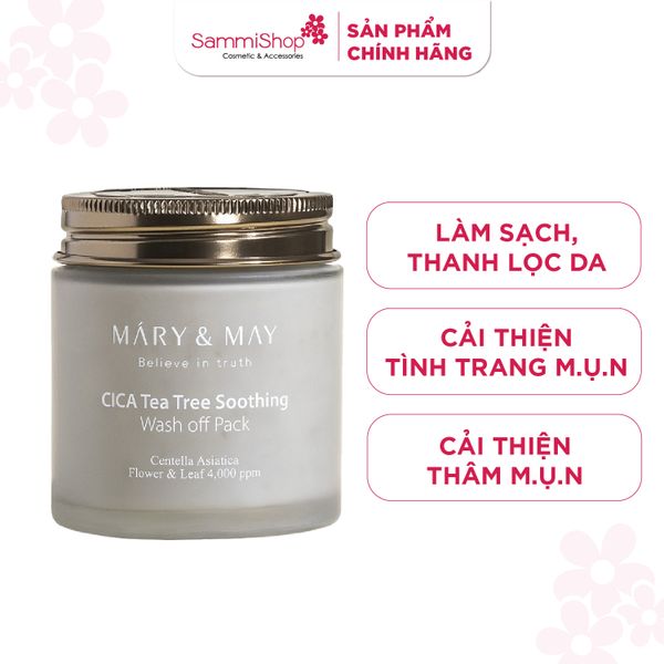 Mary&May Mặt nạ đất sét CICA TeaTree Soothing Wash off Pack 125g