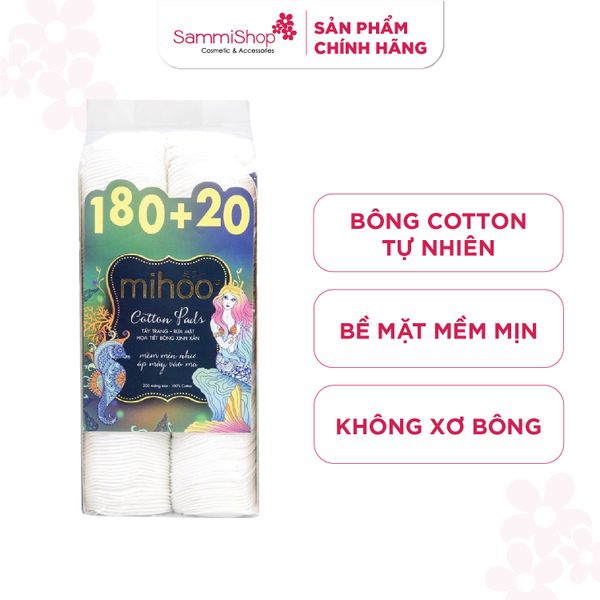 Mihoo Bông tẩy trang 200 miếng tròn