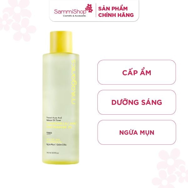 Milaganics Toner Hoa cúc, AHA, Niacinamide 240ml