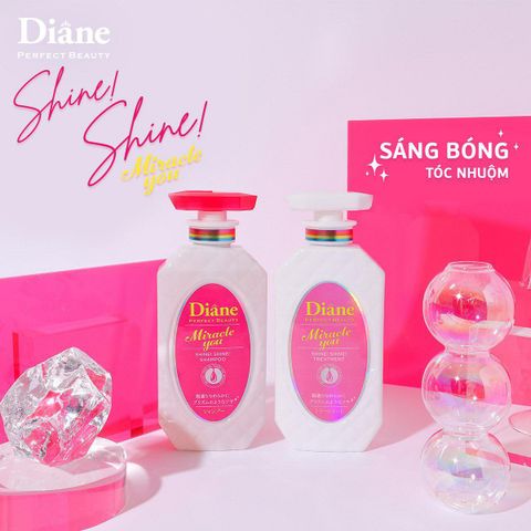 Bộ sản phẩm Moist Diane dầu gội - dầu xả Miracle You Shine Shine bền màu cho tóc nhuộm 450ml