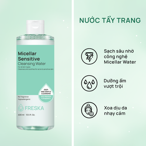 Freska Nước tẩy trang Micellar Sensitive Cleansing Water 400ml