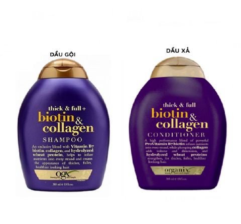 [07.03 - 31.03] Dầu gội đầu OGX Thick&full+biotin&collagen shampoo 385ml+ Dầu xả OGX Thick&full+biotin&collagen conditon 385ml