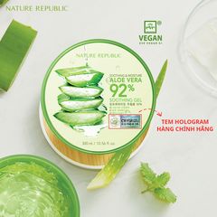 Nature Republic Gel dưỡng da Soothing & Moisture Aloe Vera 92% Soothing Gel (Jar) 300ml