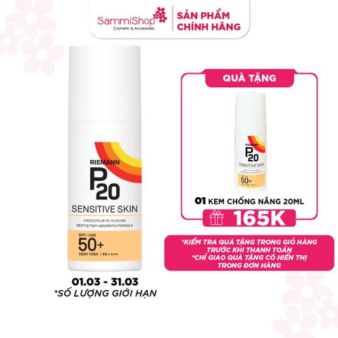 Riemann P20 Kem chống nắng Sensitive Skin SPF50+ PA++++ 100ml
