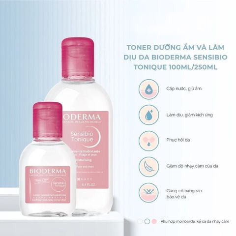 Bioderma Nước hoa hồng Sensibio Tonique 250ml