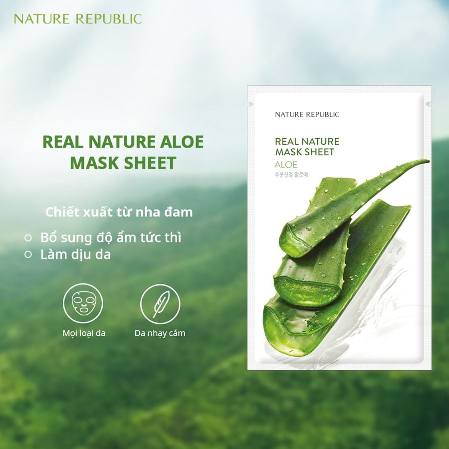 Nature Republic Mt n giy Real Nature Aloe Mask Sheet 23mlNature Republic  Mt n giy Real Nature Aloe Mask Sheet 23ml (IP04)  SammiShop