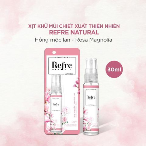 Refre Xịt khử mùi Hồng Mộc Lan Refre Natural Rosa Magnolia 30ml + quà