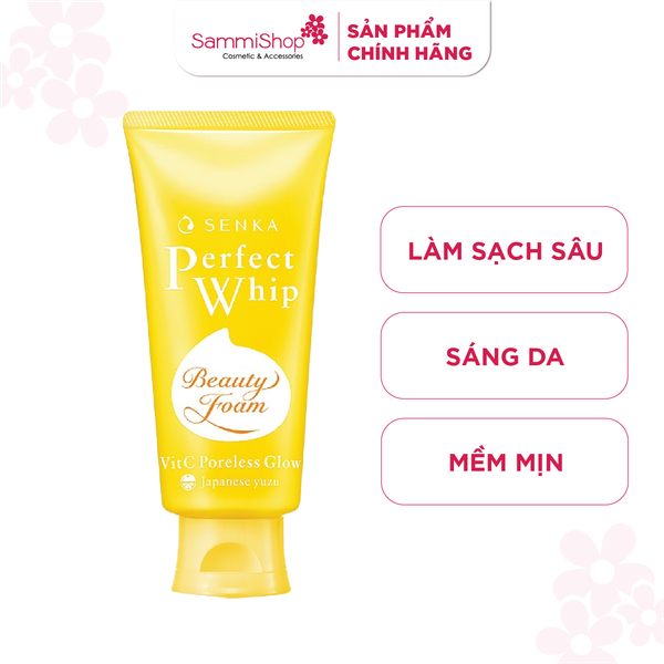 Senka Sữa rửa mặt Perfect Whip Vitc Poreless Glow 100g